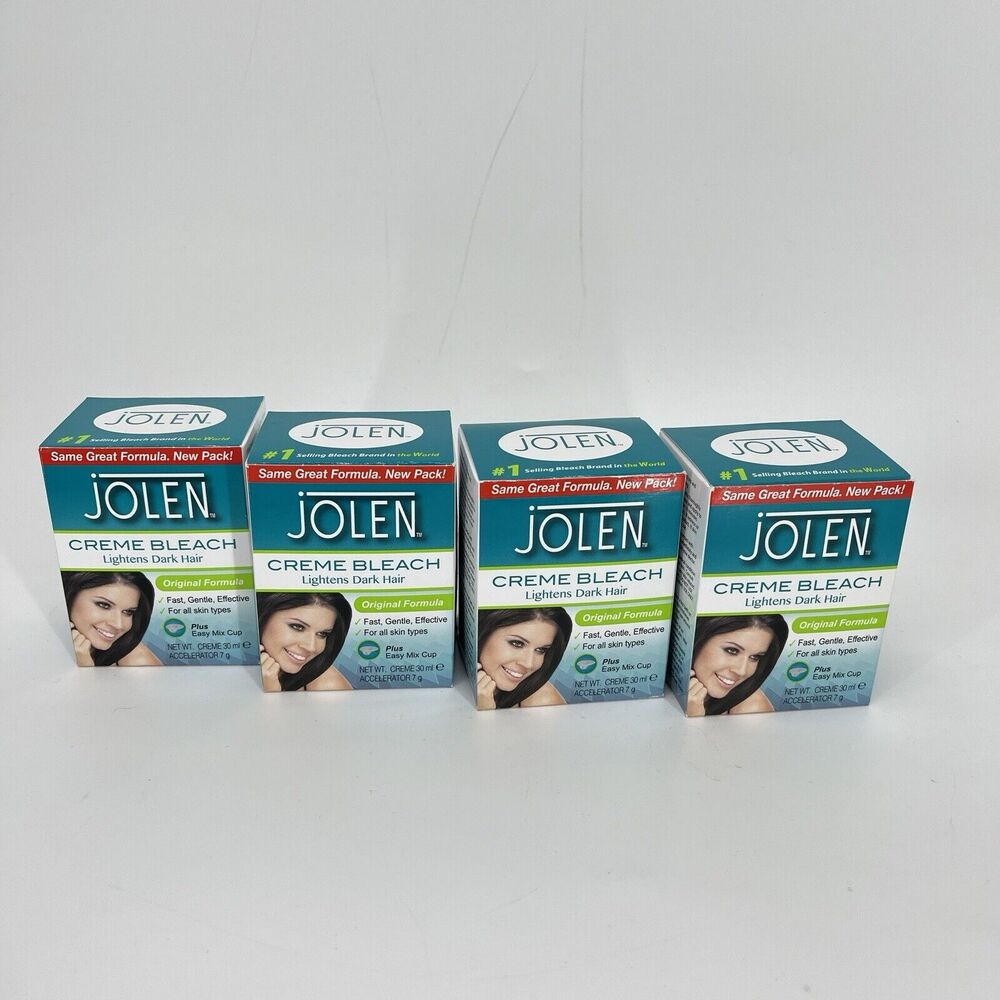 Lot of 4 JOLEN Creme Bleach Original‎ Formula Lightens Dark Hair Mix Cup 1.2 oz